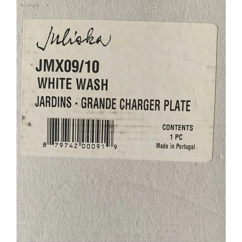 JULISKA JARDINS DU MONDE WHITEWASH CHARGER PLATE PLATTER -DISCONTINUED